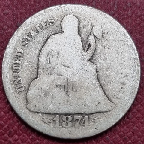 1874 S Seated Liberty Dime 10c Circulated #60352 Cover