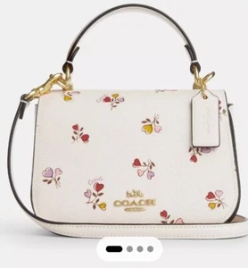 Bolso Bandolera COACH CX577 LYSA Asa Superior con Estampado de Corazón Tiza NUEVO - Imagen 1 de 4
