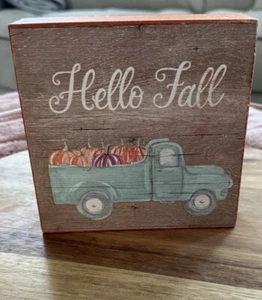 Hallo Herbst Bauernhof LKW Box Schild - Herbst Kürbisse Bauernhaus 5,5 x 6 Feder auf Papier - Bild 1 von 3