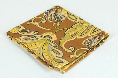 Lord R Colton Masterworks Patras Roman Gold Floral Pocket Square Silk New - Image 1 of 3