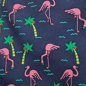 Alynn Flamingos Men' Tie Pink Silk Palm Trees Traditional Neckwear Necktie  - Picture 1 of 4
