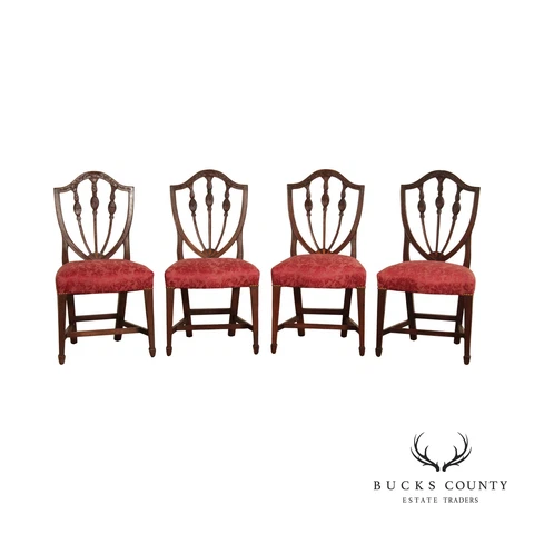 Antique Hepplewhite Style Set of Four Mahogany Dining Chairs Cover