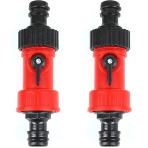 2x HOSE CONNECTORS WITH ON/OFF SWITCHES Garden Watering Pipe Stop Start Fittings - Picture 1 of 3