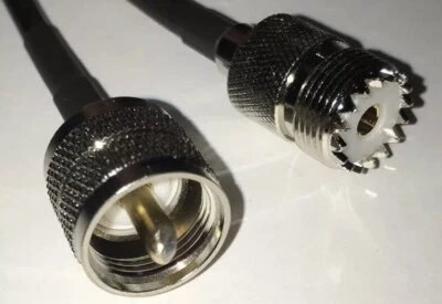 AMERICAN COAXIAL INDUSTRIES UHF SO-239 female to PL-259 UHF male Adapter jumper pigtail Coax Cable RG58 20in