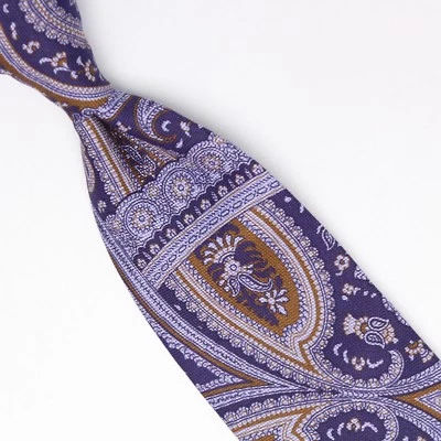 Corbata de algodón John G Hardy para hombre azul marino lavanda marrón claro estampado cachemira  Foto 1 de 4
