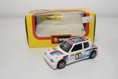 B86 1:43 BBURAGO BURAGO 4123 PEUGEOT 205 TURBO 16 RALLY WHITE MIB - Photo 1/4
