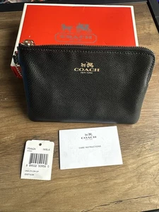 Coach Braccialetto Angolare con Zip in Pelle CrossGrain F58032 Oro/Nero - Foto 1 di 5