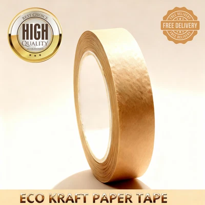 25mm Kraft Paper Tape 50m | Eco Friendly | Self Adhesive | Solvent Glue - Image 1 of 4