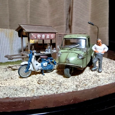 Showa Retro 1/32 Finished Diorama Three-Wheeler Truck Yakitori Stand Japan Model - Image 1 of 4