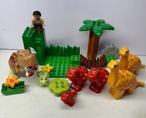 Lego Duplo Dinosaur Families T-Rex  Triceratops Brontosaurus Caveman Tree Lot - Picture 1 of 9