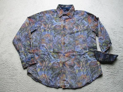 Robert Graham Shirt Mens L Gray Abstract Paisley Corduroy Flip Cuff Long Sleeve - Image 1 of 4