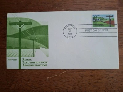 RURAL ELECTRIFICATION REA FOUNDED BY FDR 1985 Howard Koslow CACHET FDC - Image 1 of 2