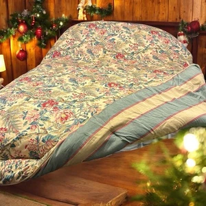 Ralph Lauren Tangier Island Floral Striped Reversible Comforter Queen Full Jute - Picture 1 of 15