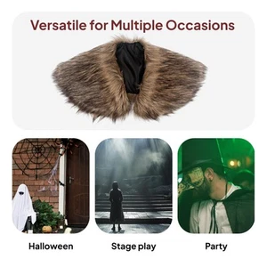 Faux Fur Neck Cloak Costume Accessory Medieval for Men Shawl Carnival Role Play - Picture 1 of 7