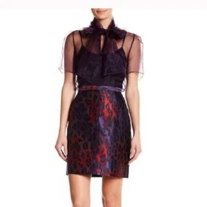 Anne Klein Red black and Purple Leopard Print soze 16 woman Skirt - Picture 1 of 11