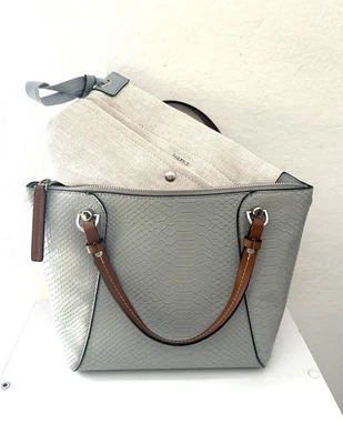 Sac Cabas "Parfois" en Simili Cuir Gris Imitation Serpent et sa Pochette Am - Photo 1/4