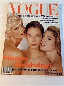 VOGUE UK June 1991 LINDA EVANGELISTA Christy Turlington CINDY CRAWFORD - Picture 1 of 9