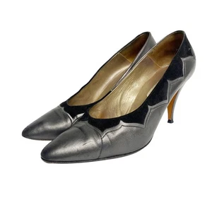 Vintage Bally Womens Size 10 Annette Grey Black Pumps - Picture 1 of 9