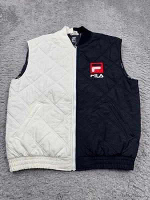 Vtg Fila Vest Men XL Colorblock Quilted Full Zip Embroidered Puffer Jacket 90s - Image 1 of 4
