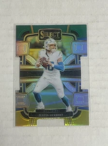 2023 Panini Select #52 Justin Herbert Green and Yellow Prizms Die Cuts - Picture 1 of 2