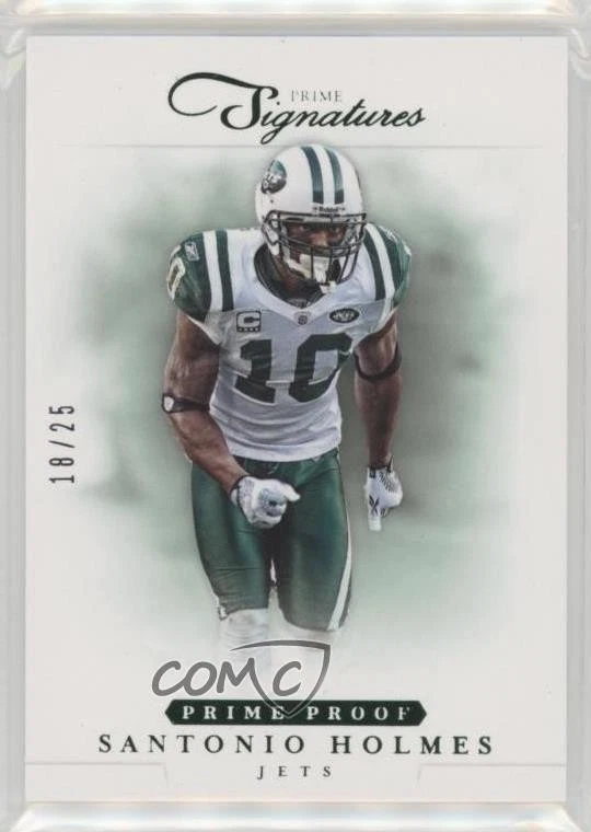2012 Panini Prime Signatures Prime Proof Green /25 Santonio Holmes #32 - Image 1 of 2