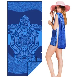 Blue Turtle Beach Towel 30x60" Microfiber Lightweight Quick Dry Sand Free - Picture 1 of 7