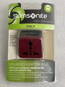 Samsonite Grounded Adapter Plug ITALY Black/Red 49558-1073 New - Picture 1 of 2