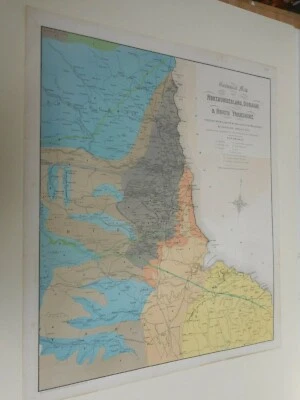 100% ORIGINAL LARGE GEOLOGICAL NORTHUMBERLAND COAL  MAP BY PHILLIPS C1880 VGC  - Image 1 of 3