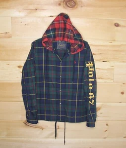 Polo Ralph Lauren 67 Plaid Button Up Long Sleeve Hoodie Adult Size Medium - Picture 1 of 10