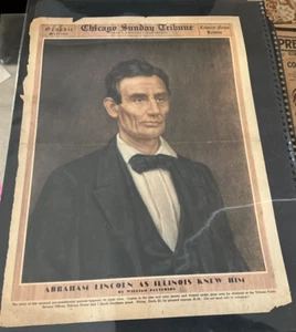 Chicago Sunday Tribune NEWSPAPER - Abraham LINCOLN 1941 Tribute Front page ONLY - Picture 1 of 5