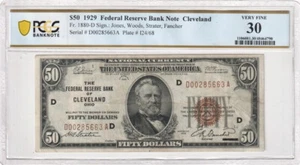 Fr. 1880-D 1929 Cleveland $50 Federal Reserve Bank Note PCGS 30 VF - Picture 1 of 2