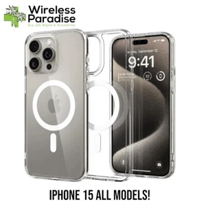 For Apple iPhone 15 14 Pro Max Clear Case Slim Mag Magnetic Cover - Picture 1 of 6