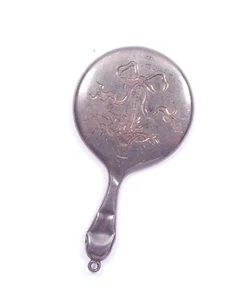Antiguo espejo de mano miniatura plata esterlina 1919 HM Art Deco 7,9 g - Imagen 1 de 9
