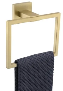 Brushed Gold Towel Ring Bathroom Hand Towel Holder Stainless Steel Square Towel - Picture 1 of 10