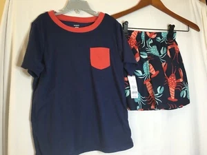 New Carter's Boys Lobster Crab Poly Pajama 2 pc Set Kid Navy Blue many sizes - Picture 1 of 4