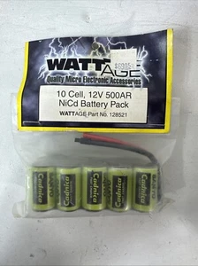 Wattage 10 Cell 12V 500AR NiCd Battery Pack 128521 New - Picture 1 of 2