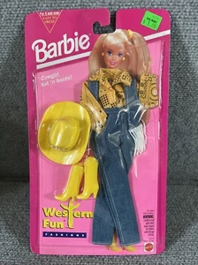 Barbie Western Fun Fashions Cowgirl Hat Boots Denim Jeans Fringe Outfit 12777 - Picture 1 of 5