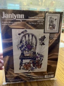 VTG Janlynn Counted Cross Stitch Kit The Beauty of Spring NIP #80-88 1991 - Picture 1 of 3