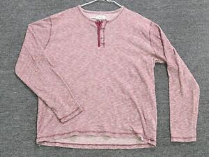 Lucky Brand Long Sleeve Knit Henley Shirt Red Mens Size L