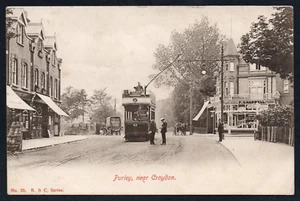 Postkarte Purley bei Croydon Surrey Straßenbahngeschäfte verschickt 1904 - Bild 1 von 2