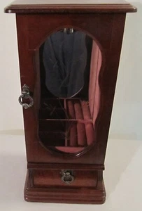Portagioie in legno finitura scura alto 14" fiori incisi su porta vetro - Foto 1 di 8