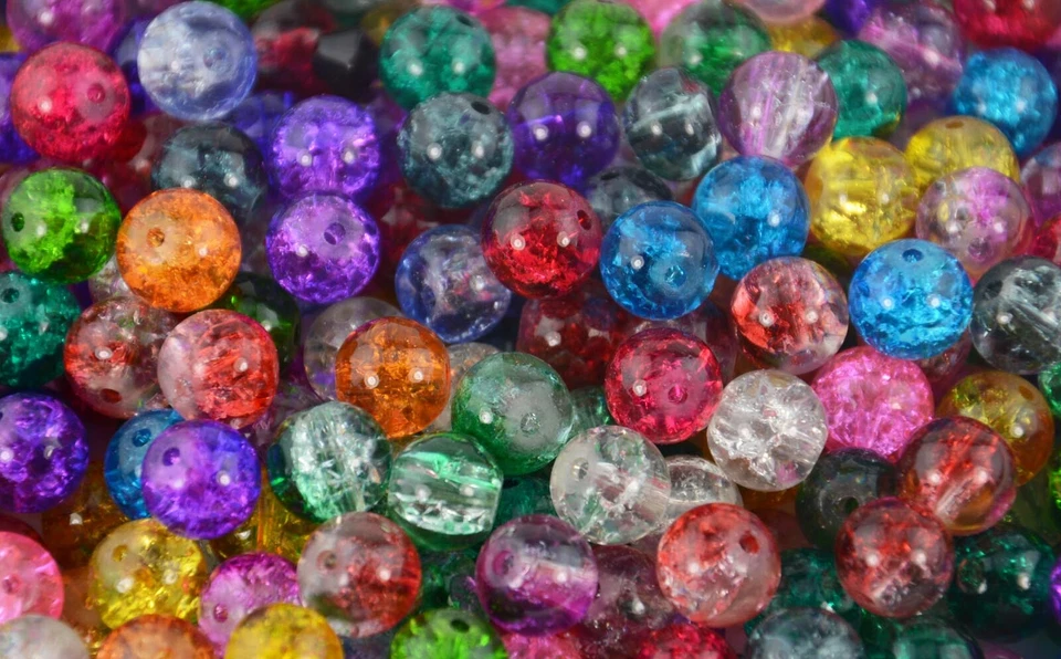 Jewellery Making Craft Round Crackle Glass Beads BUY ONE PACK GET ONE PACK FREE! - Image 1 of 1