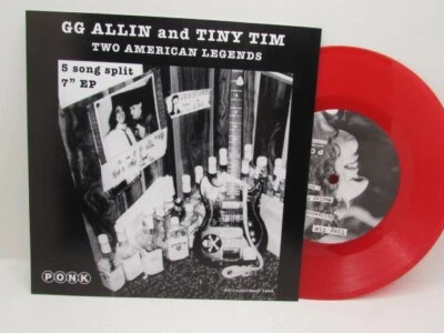 GG ALLIN / TINY TIM Two American Legends RED 7" Single EP 2009 Ponk #61/500 - Image 1 of 2