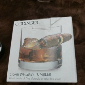 Godinger Whiskey Tumbler/Glass with Cigar Rest, Old Fashion - Picture 1 of 8