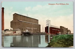 1909 Fort William, Ontario, Canadian Pacific RR Grain Elevators, Schiffe Postkarte - Bild 1 von 3