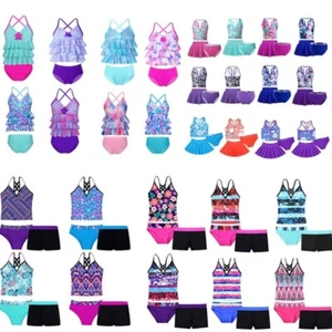 Kids Girls Tankini Swimsuit Tank Tops Bottoms Shorts Set Swimwear Bathing Suit - Picture 1 of 146