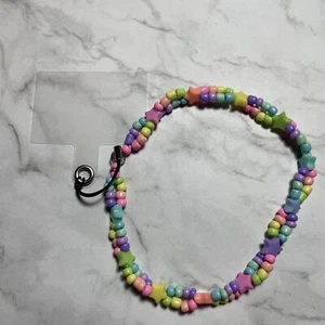Rainbow Stars Phone Charm Wrist Strap Safety Bracelet Festival Rave Neon Pastel - Zdjęcie 1 z 4
