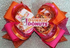 Dunkin Donuts Themed Handmade Hairbow Hair Bow
