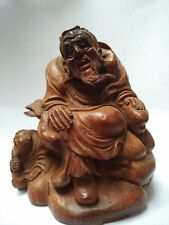 Collection Ancient Chinese Hand Carving Bamboo Buddha Statue Family Decoration