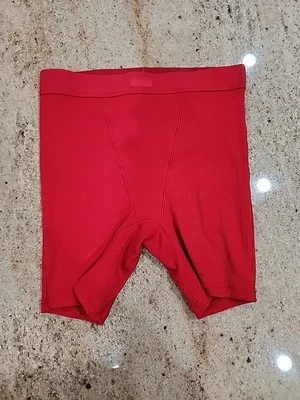 Nuevo Panty Boxer Para Mujer SKIMS Algodón Acanalado Rojo Talla XS  Foto 1 de 3